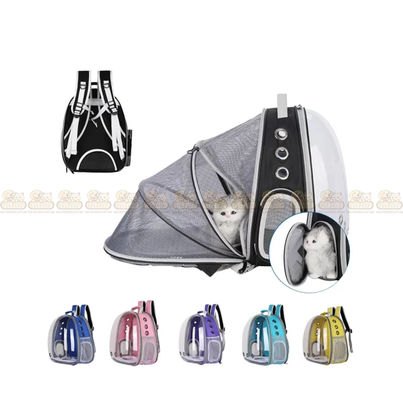 Expandable Cat Carrier Transparent Backpack Cage for Travel – Round Shape