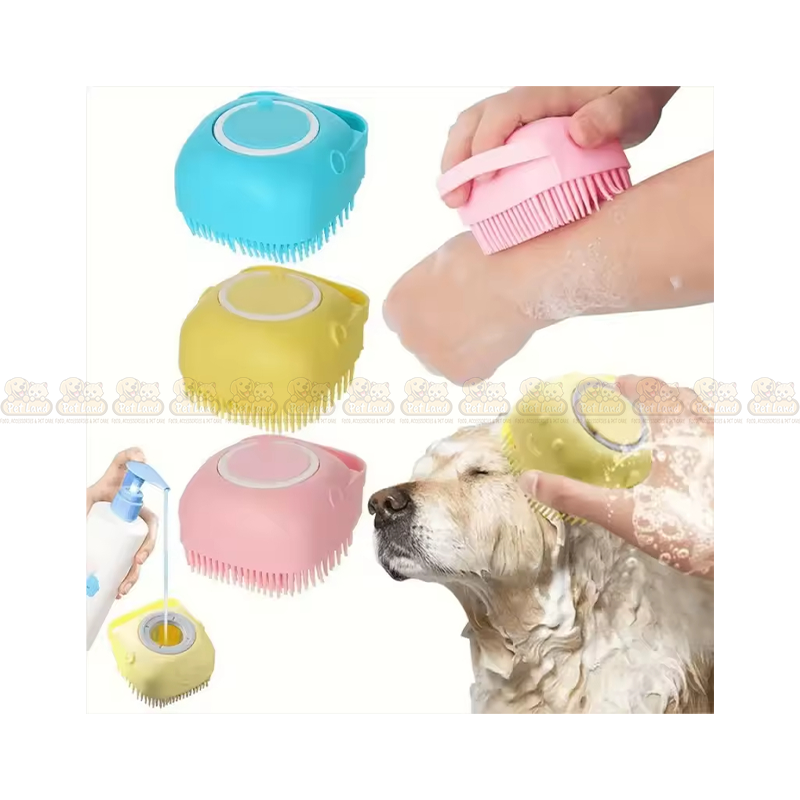 Soft Shampoo Dispenser Bath Brush for Cats & Dogs