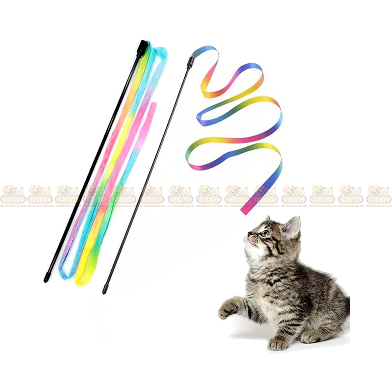 Colorful Ribbon Charmer Interactive Cat Teaser Toy