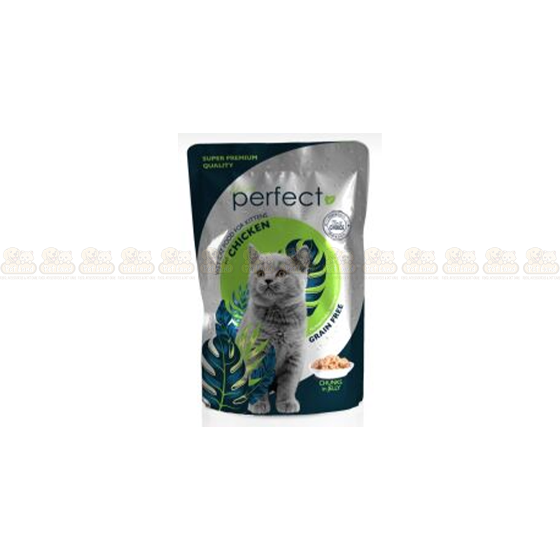 Perfect Chicken Chunks in Jelly 85g Grain Free Kitten Pouch Food