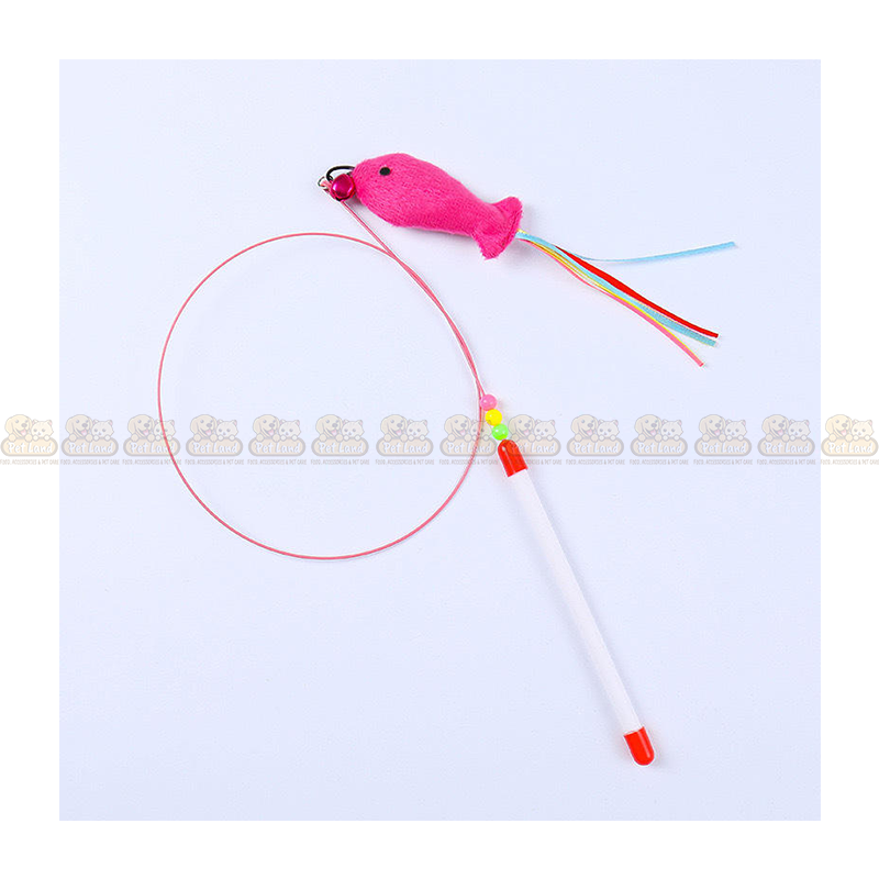 Small Fish Style Stick with Bell Cat Teaser Toy