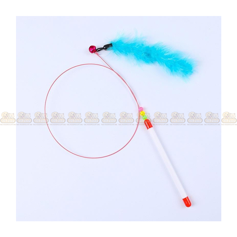 Solid Color Wool Style Stick with Bell Cat Teaser Toy