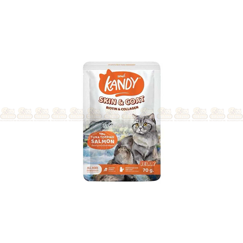 Kandy Skin & Coat Tuna Topping Salmon in Jelly 70g Pouch Food (All Age)