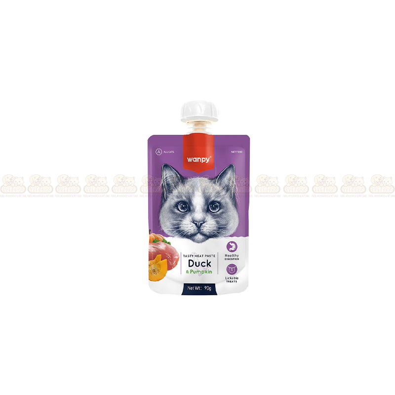 Wanpy Tasty Meat Paste Duck & Pumpkin 90g Pouch Food (All Cats)