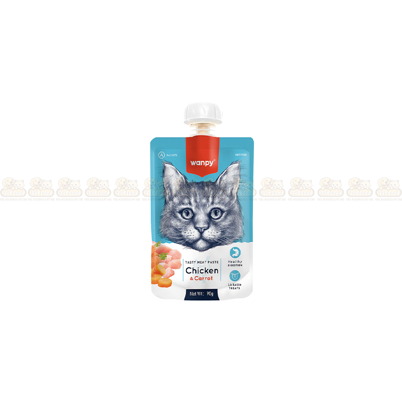 Wanpy Tasty Meat Paste Chicken & Carrot 90g Pouch Food (All Cats)