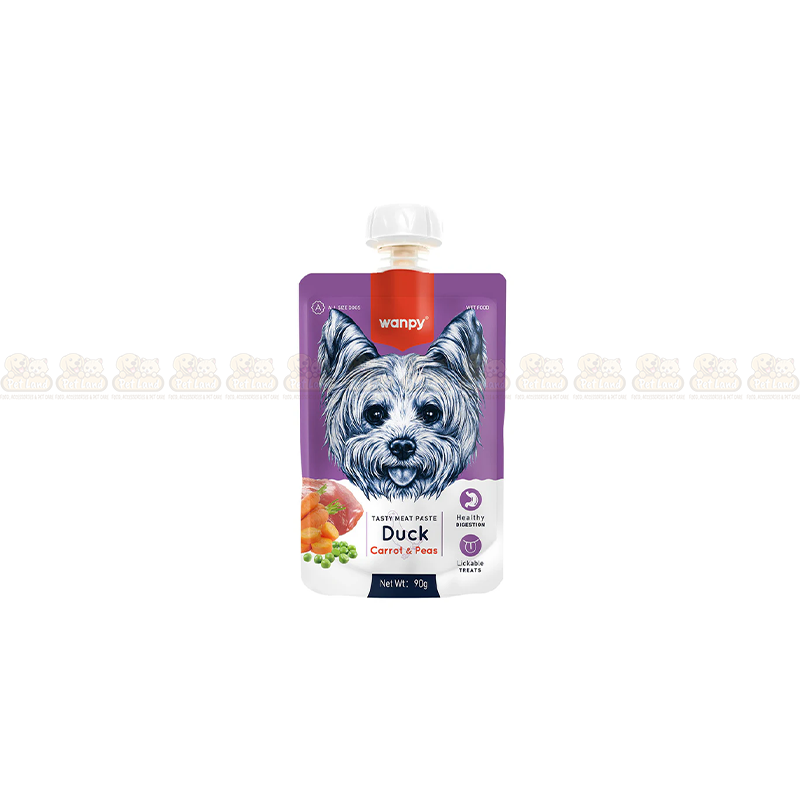 Wanpy Tasty Meat Paste Duck, Carrot & Pea 90g Pouch Food (All Dogs)