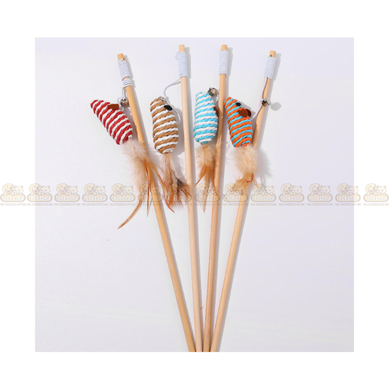 Handmade Wooden Sisal Mouse Teaser Toy for Cats
