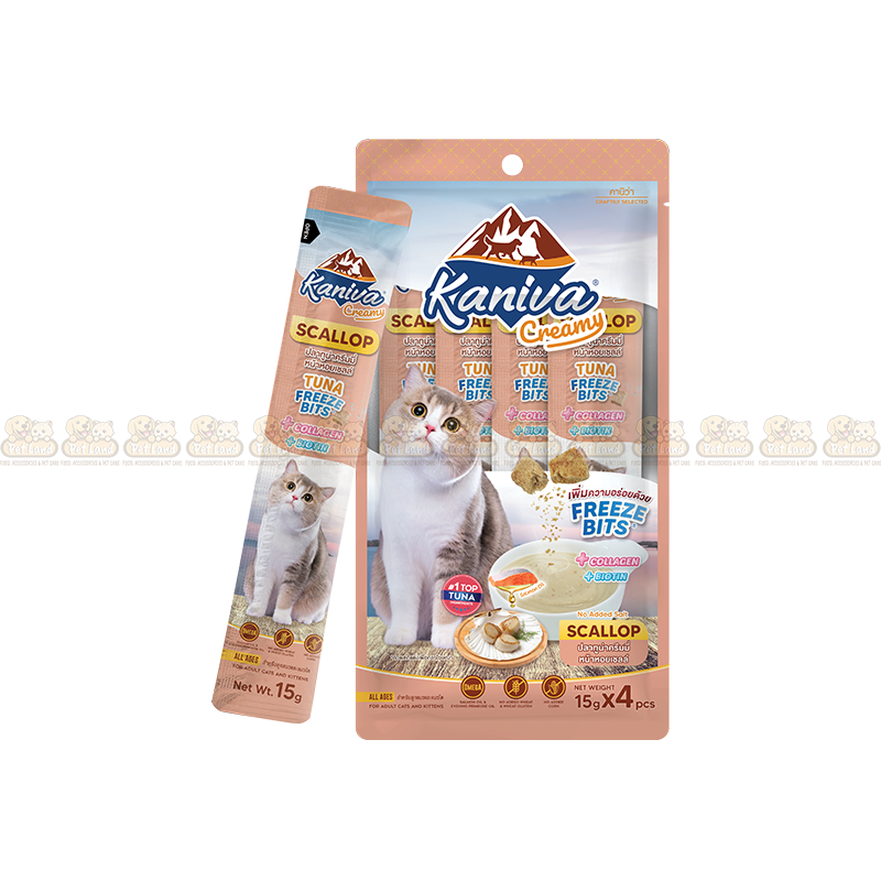 Kaniva Creamy Treat Tuna Topping Scallop + Tuna Freeze Bits 15g (4 Pieces)